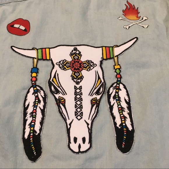 Lauren Moshi Denim Button Up with Embroidery - Picture 5 of 7